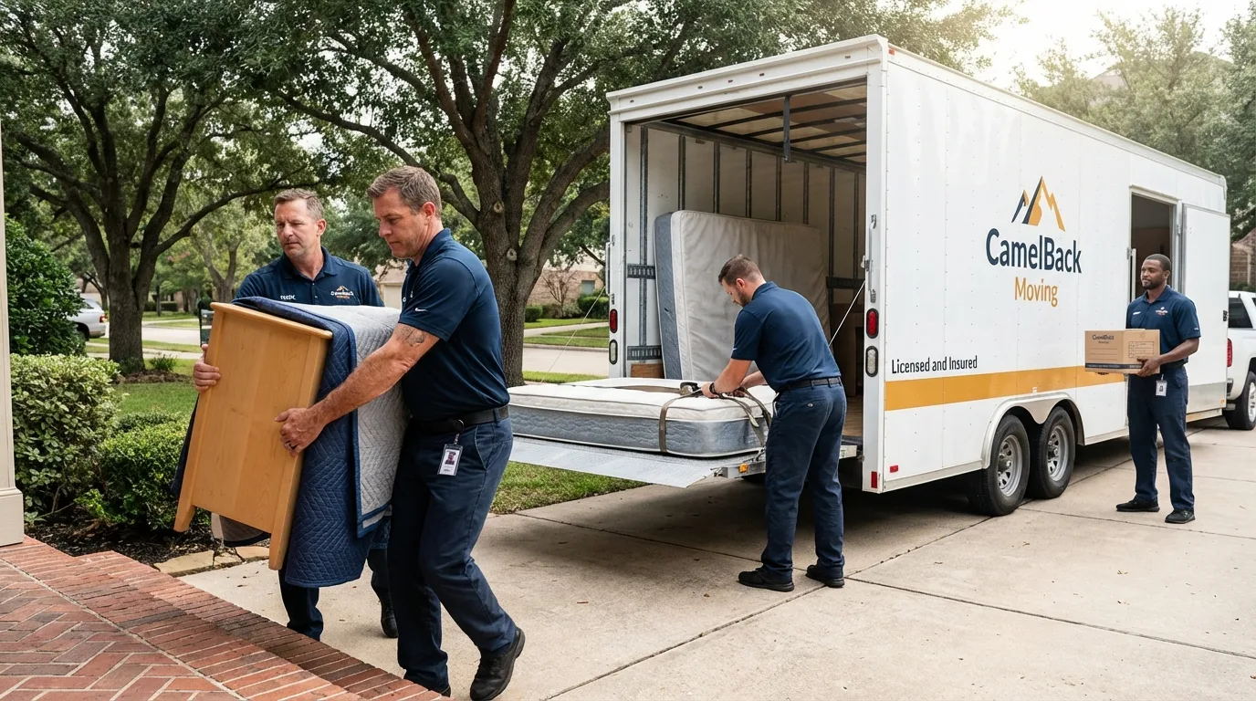 Crew loading residential truck for cross-state move from South Hill, VA
