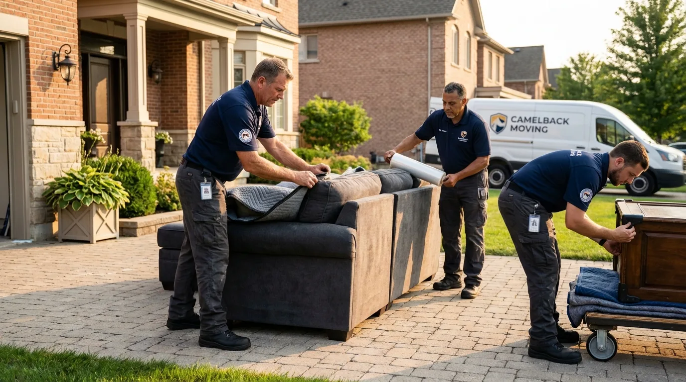 Large estate moving crew wrapping furniture in South Hill, VA