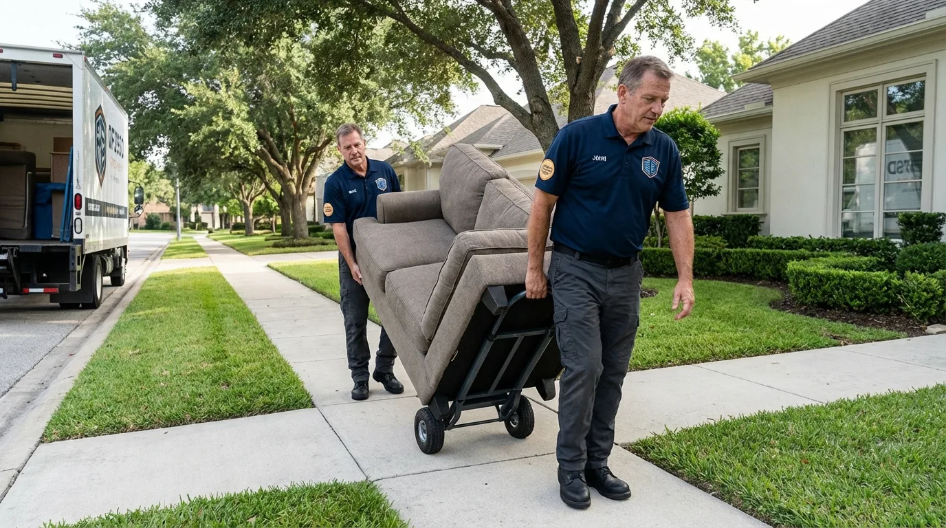 Local residential moving crew loading furniture in South Hill, VA